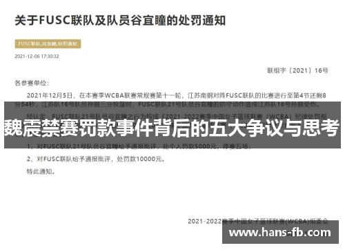 魏震禁赛罚款事件背后的五大争议与思考