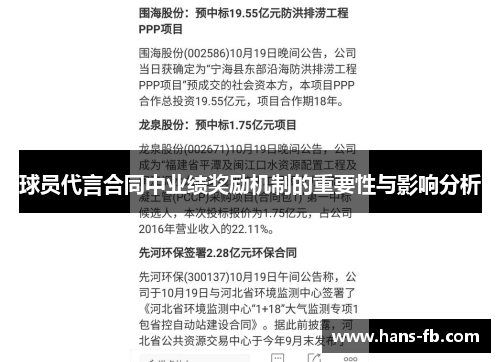 球员代言合同中业绩奖励机制的重要性与影响分析